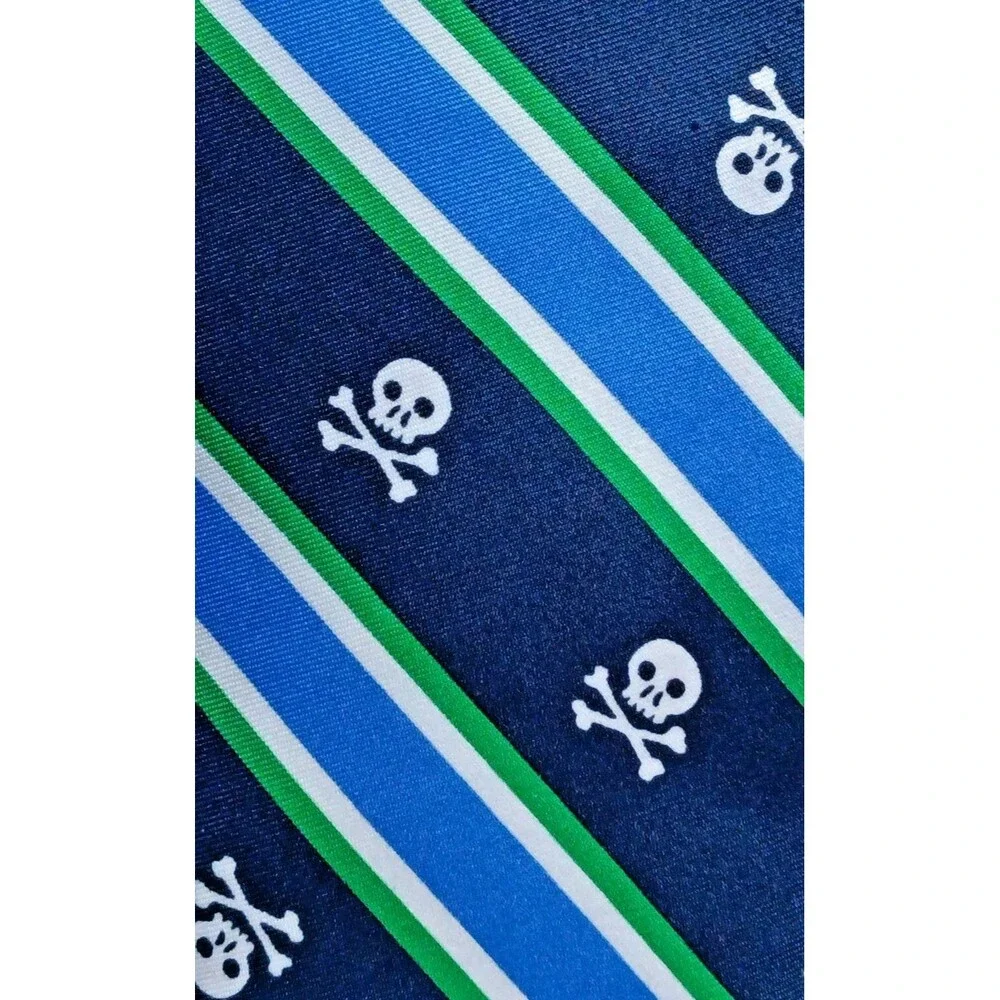 Tie Y2K Boys Gap Kids Blue Green Skulls 3 Wide 42 Long